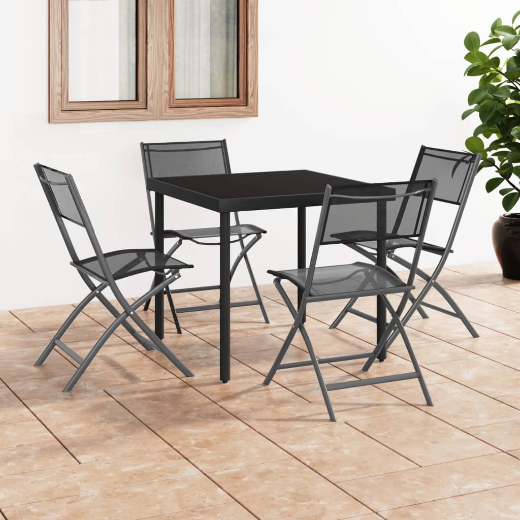 Chaises de jardin pliantes 2 pcs acier et textilène noir