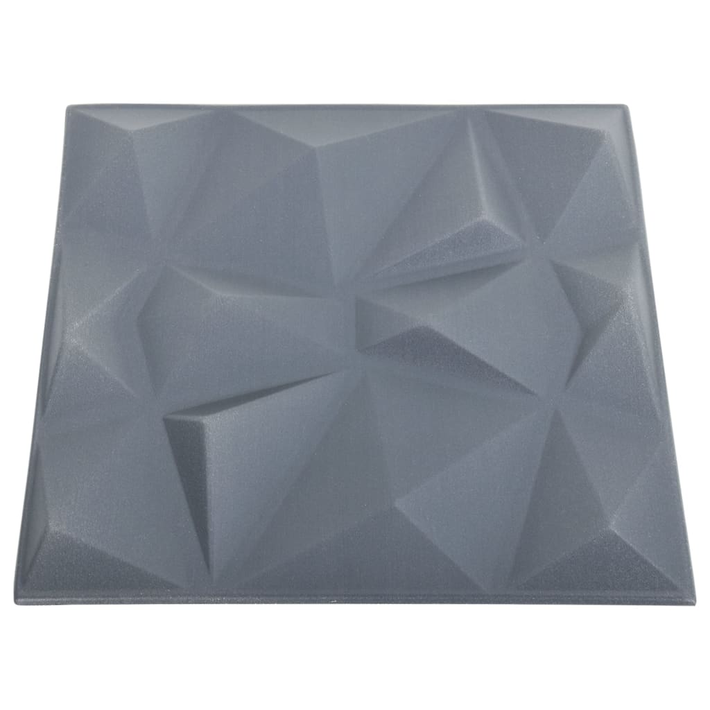 12 pcs Panneaux muraux 3D diamant 3 m² 50x50 cm gris