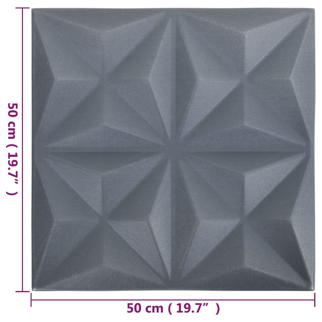 12 pcs Panneaux muraux 3D diamant 3 m² 50x50 cm gris