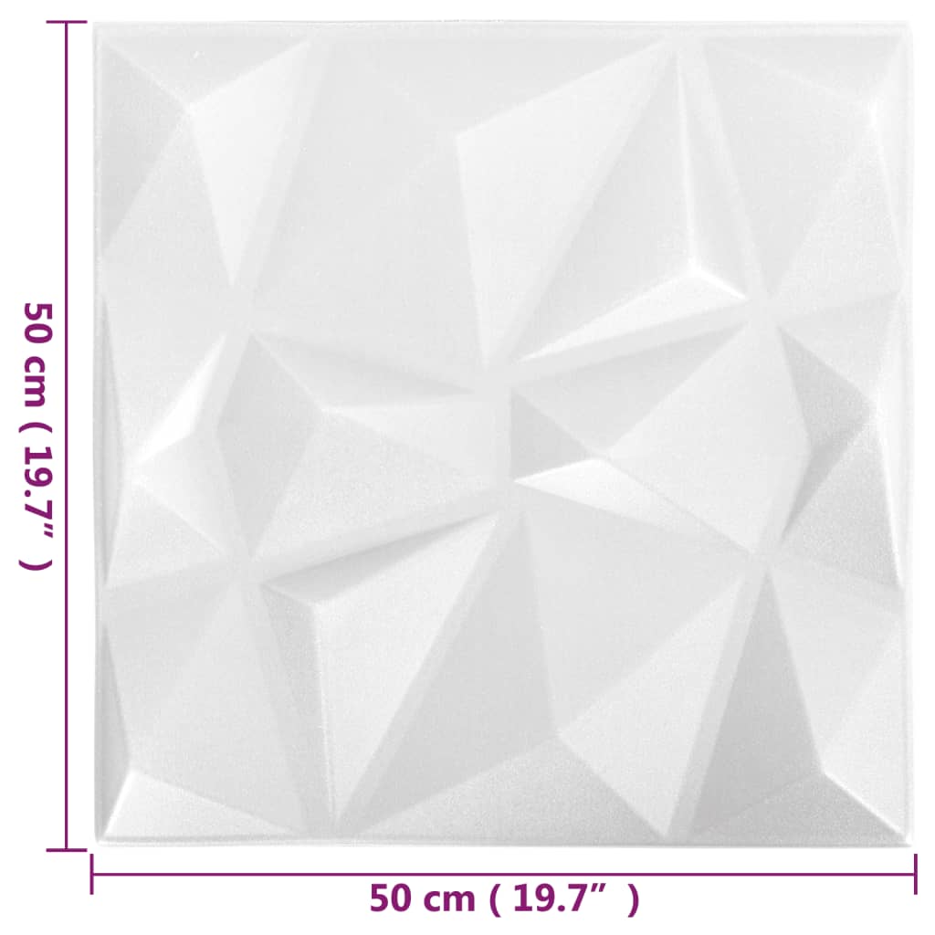 12 pcs Panneaux muraux 3D diamant 3 m² 50x50 cm gris