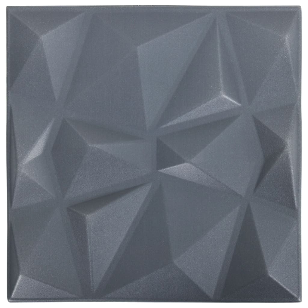 12 pcs Panneaux muraux 3D diamant 3 m² 50x50 cm gris