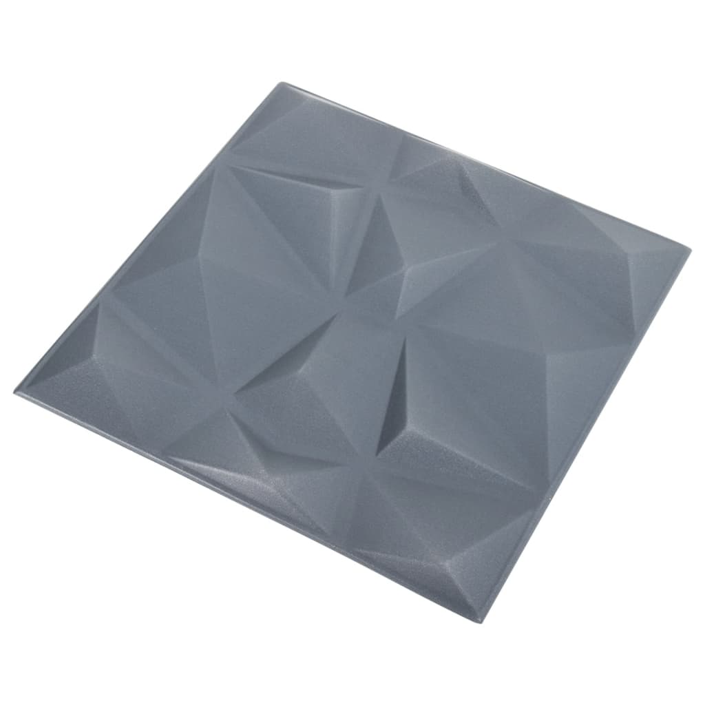 12 pcs Panneaux muraux 3D diamant 3 m² 50x50 cm gris