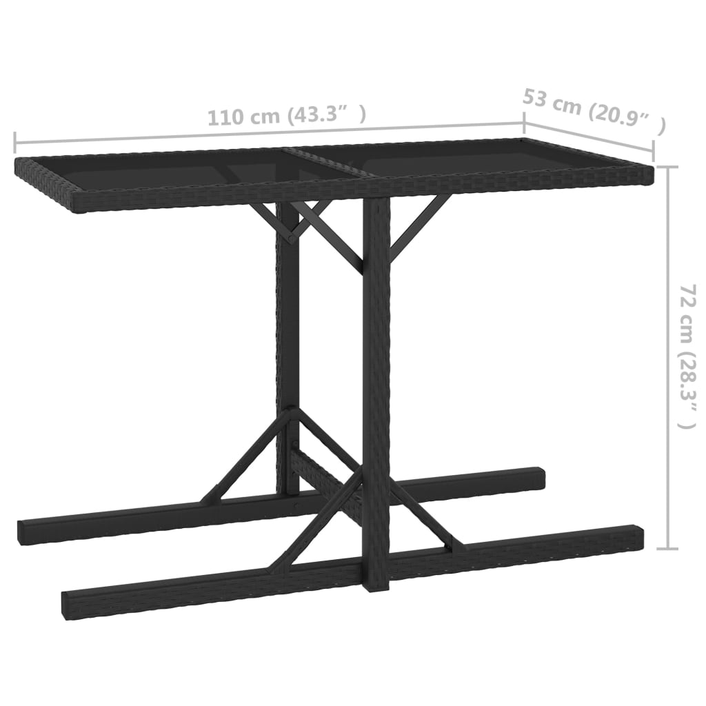 3-delige Tuinset poly rattan en gehard glas