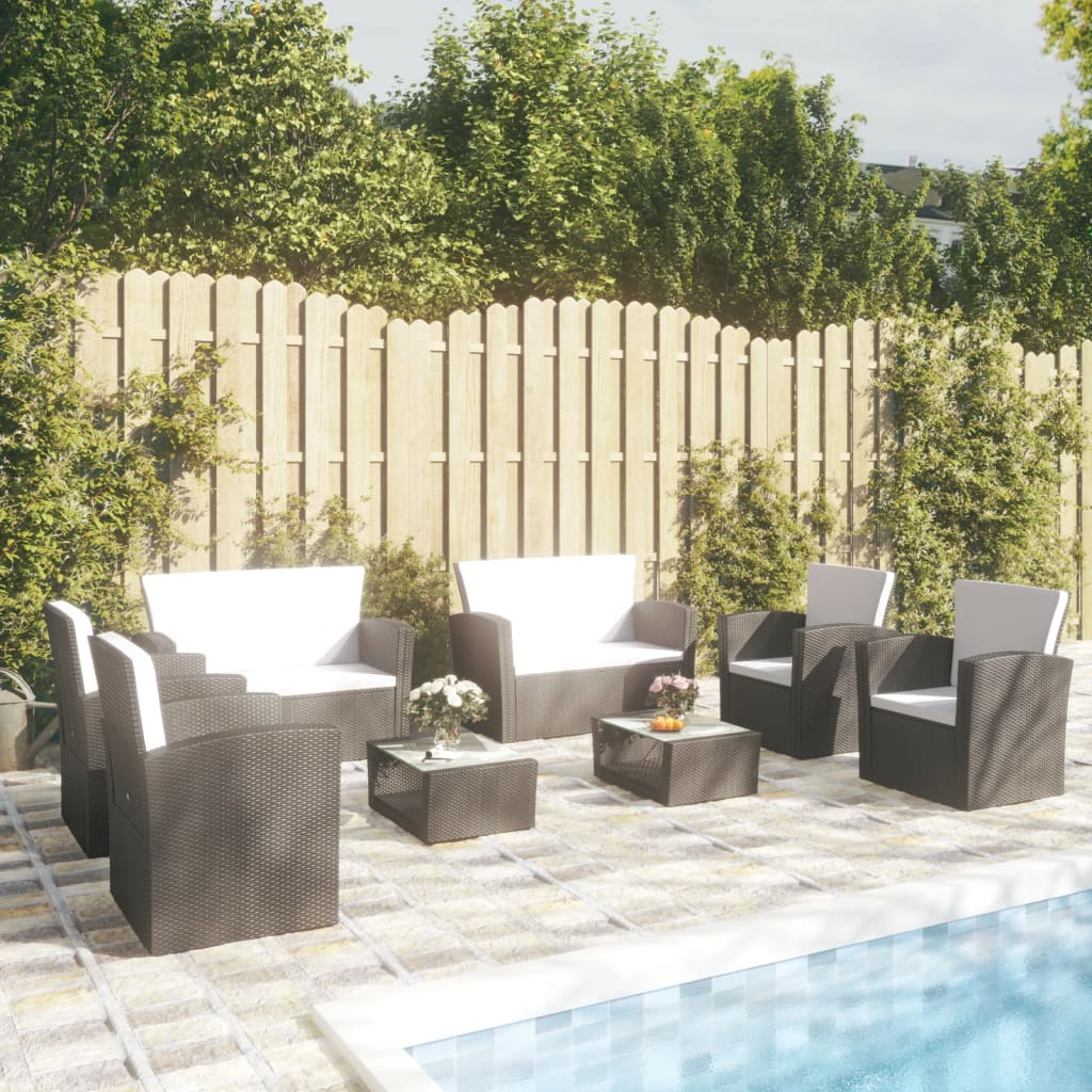 16-delige Loungeset met kussens poly rattan