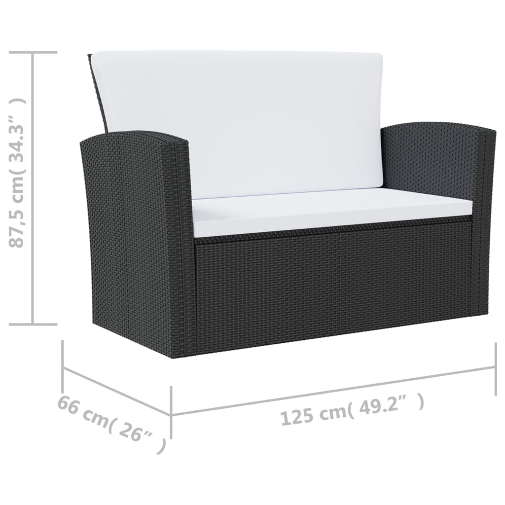 16-delige Loungeset met kussens poly rattan