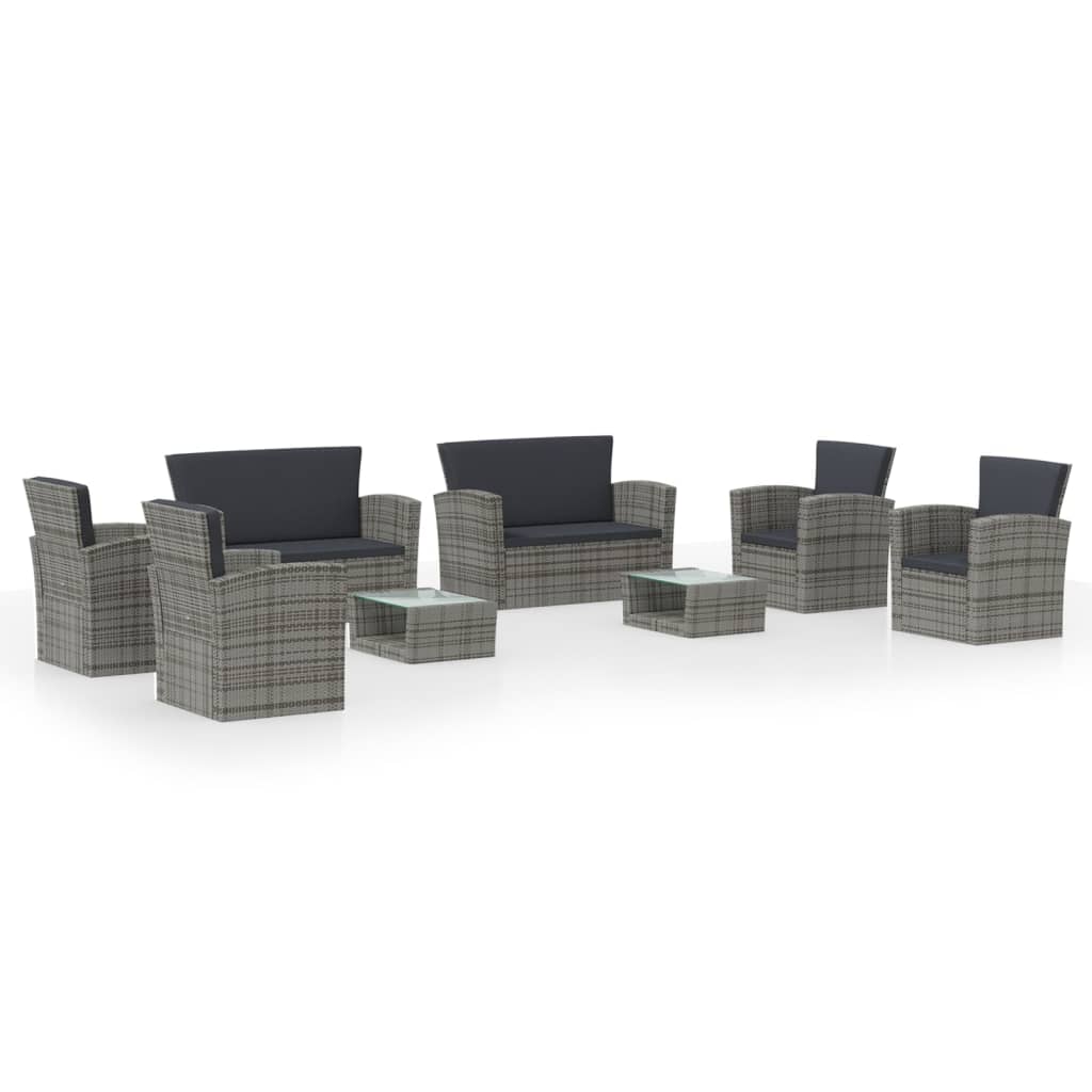 16-delige Loungeset met kussens poly rattan