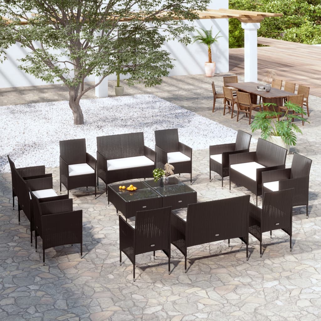 8-delige Loungeset met kussens poly rattan