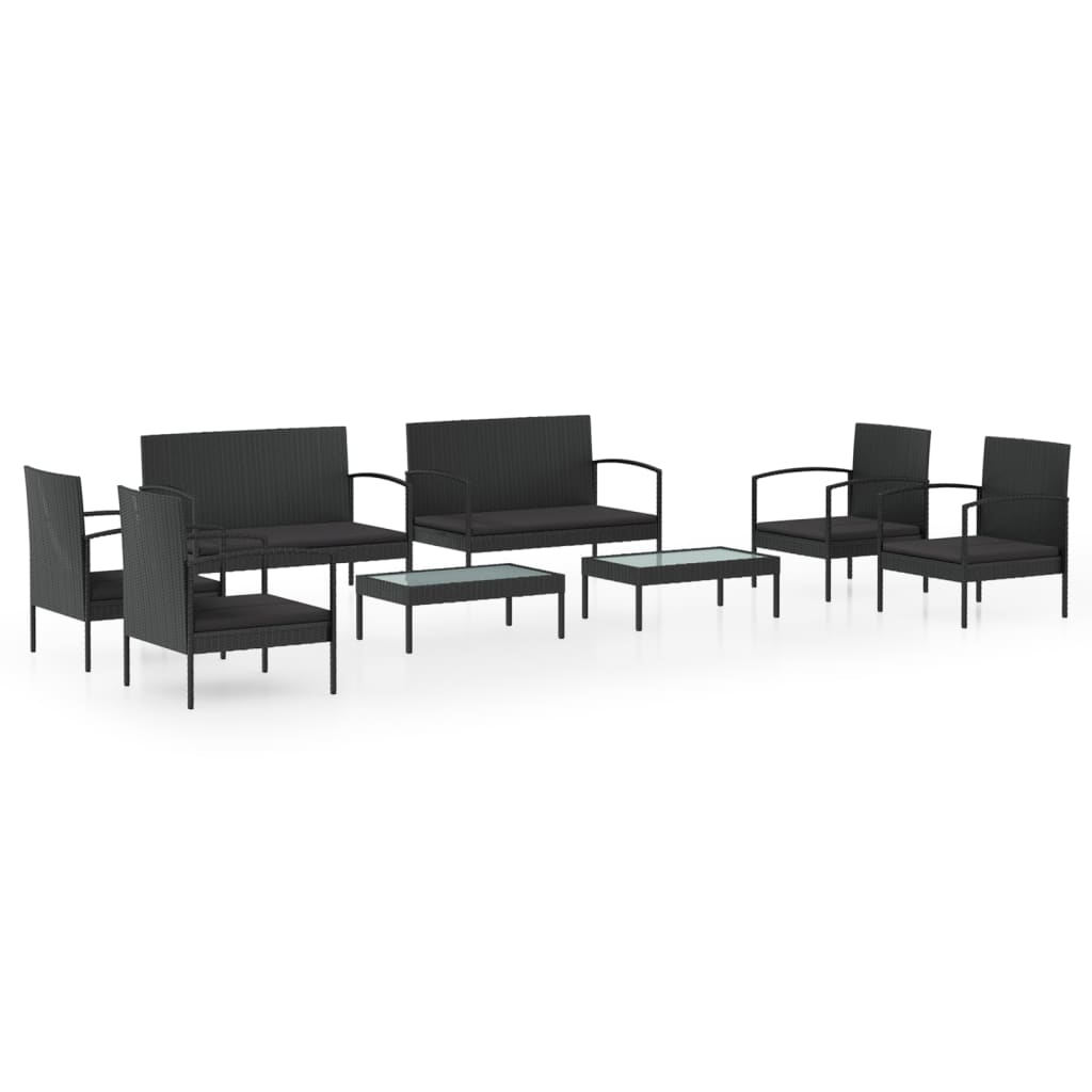 8-delige Loungeset met kussens poly rattan