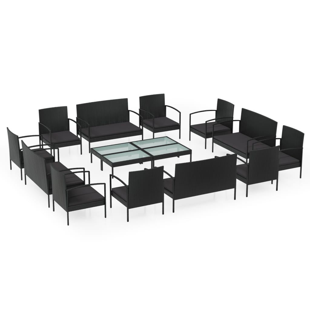 8-delige Loungeset met kussens poly rattan