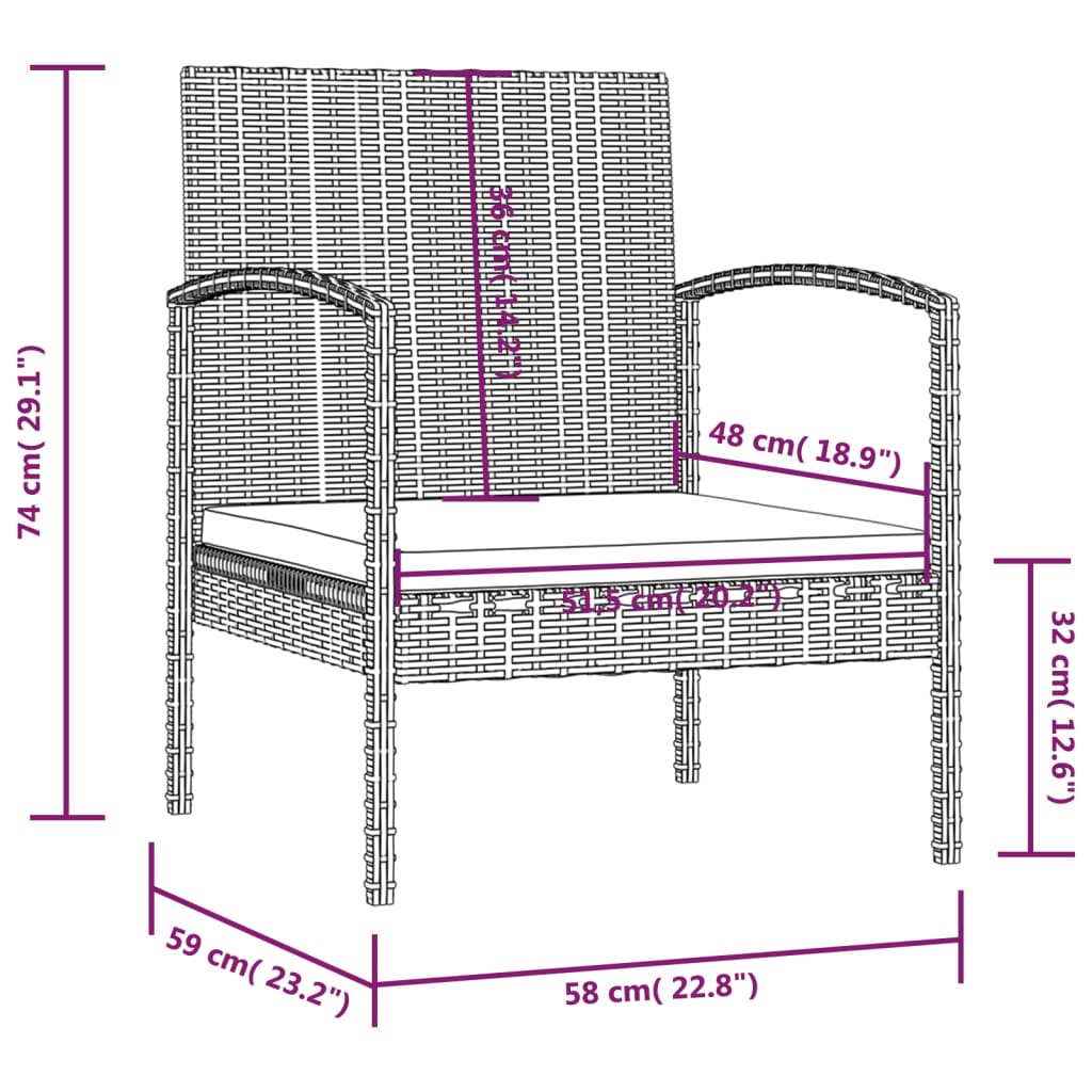 8-delige Loungeset met kussens poly rattan