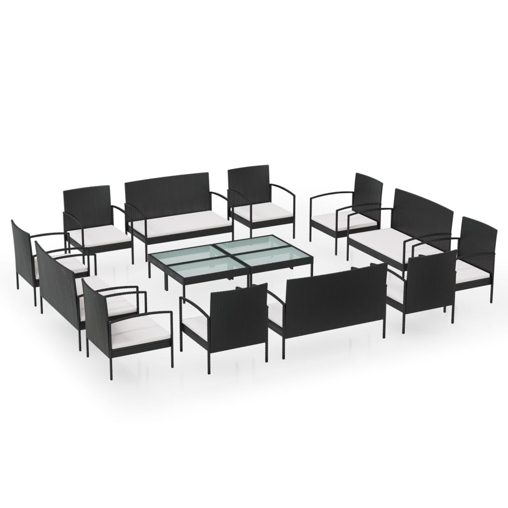 8-delige Loungeset met kussens poly rattan