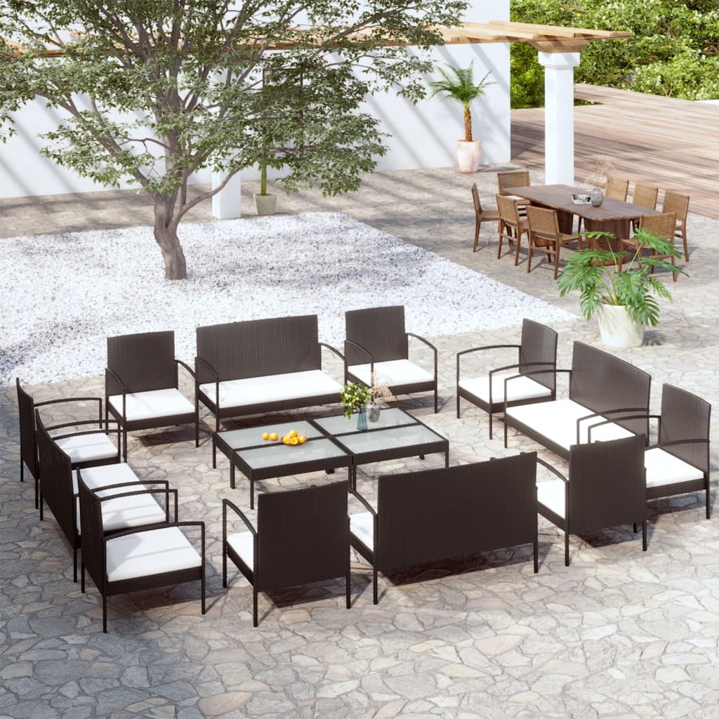 8-delige Loungeset met kussens poly rattan