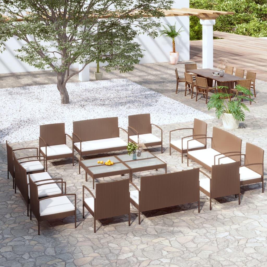 8-delige Loungeset met kussens poly rattan