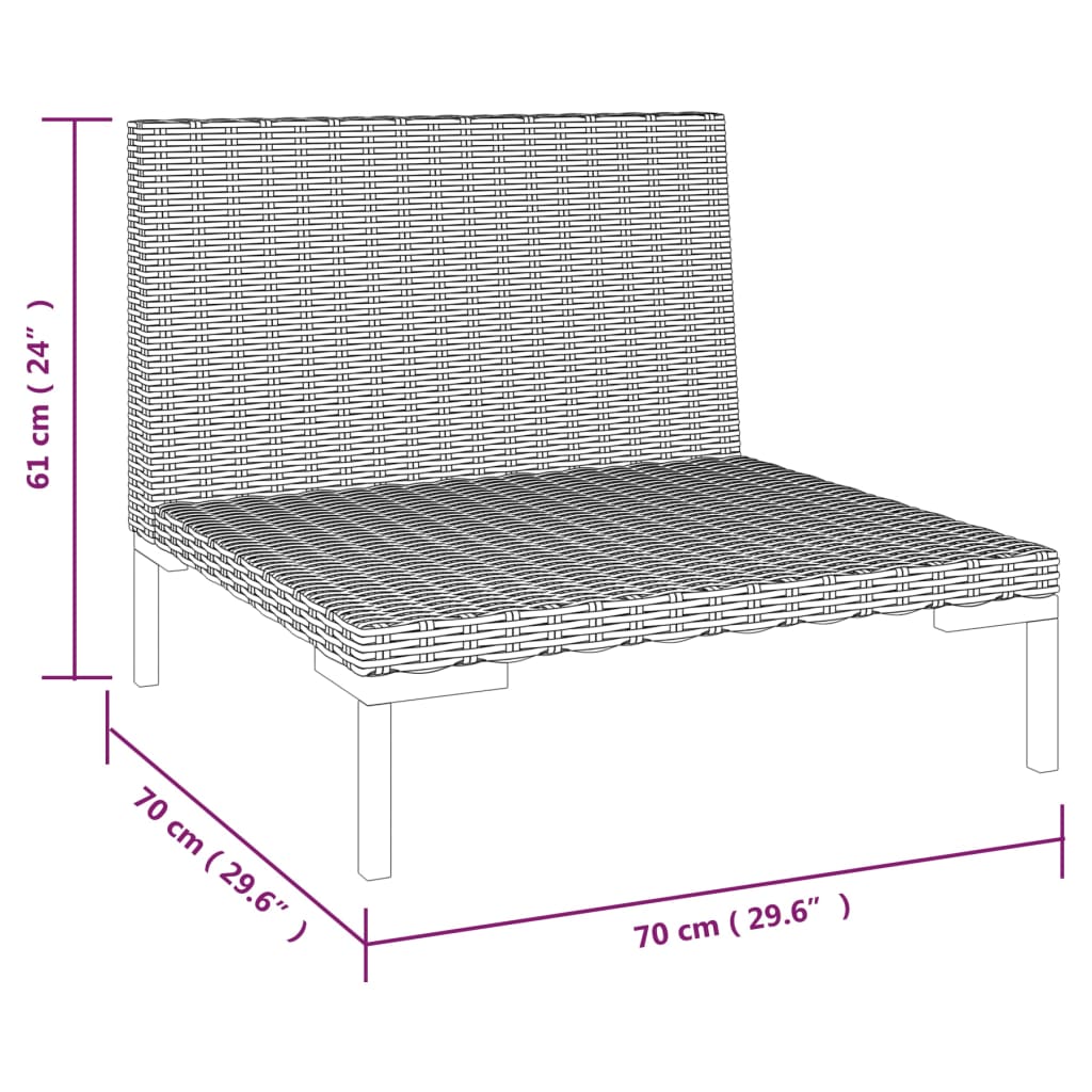 Tuinbanken 3 st met kussens halfrond poly rattan