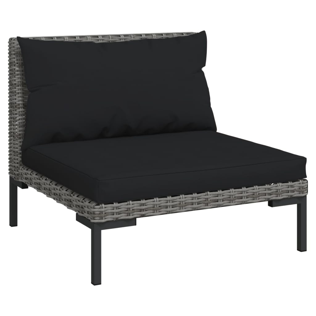 Tuinbanken 3 st met kussens halfrond poly rattan