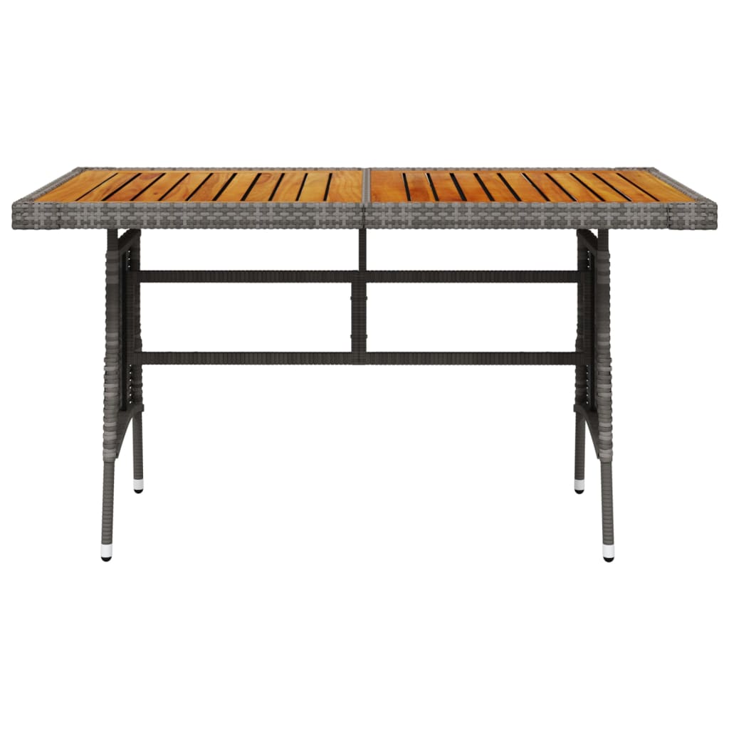 Table de jardin 130x70x72 cm poly rotin et bois d'acacia massif