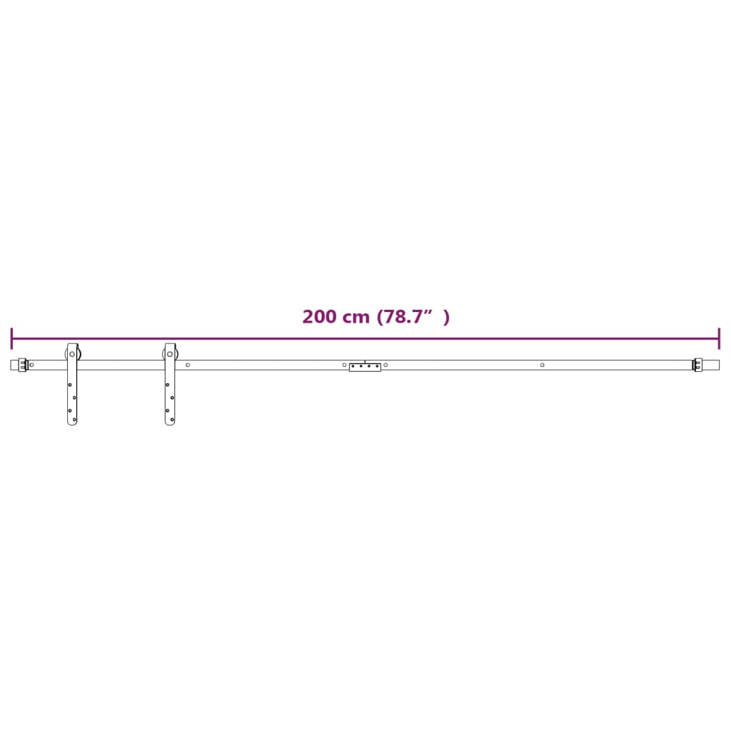 Ophangset voor minischuifdeur 200 cm koolstofstaal