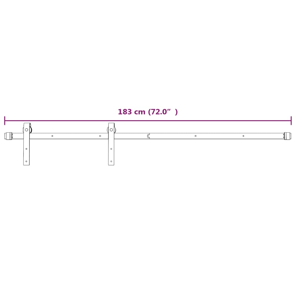 Jeu de ferrures pour porte coulissante 183 cm en acier