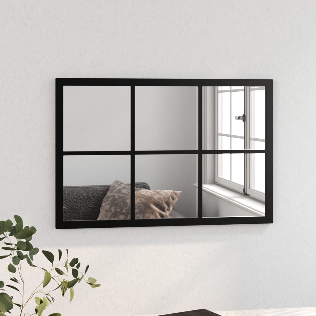 Miroir mural rectangulaire 40x80 cm fer noir