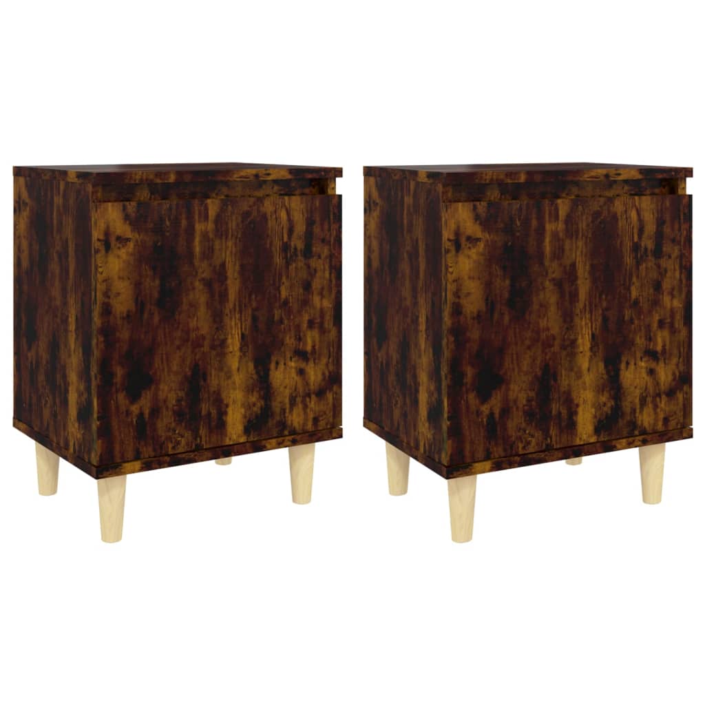 Tables de chevet 2 pcs avec pieds en bois 40x30x50 cm