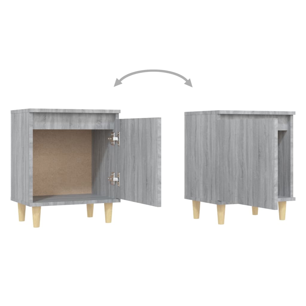 Tables de chevet 2 pcs avec pieds en bois 40x30x50 cm