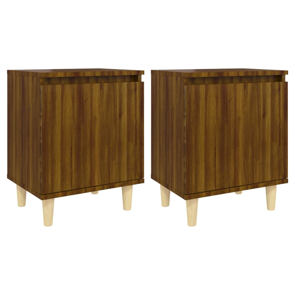 Tables de chevet 2 pcs avec pieds en bois 40x30x50 cm