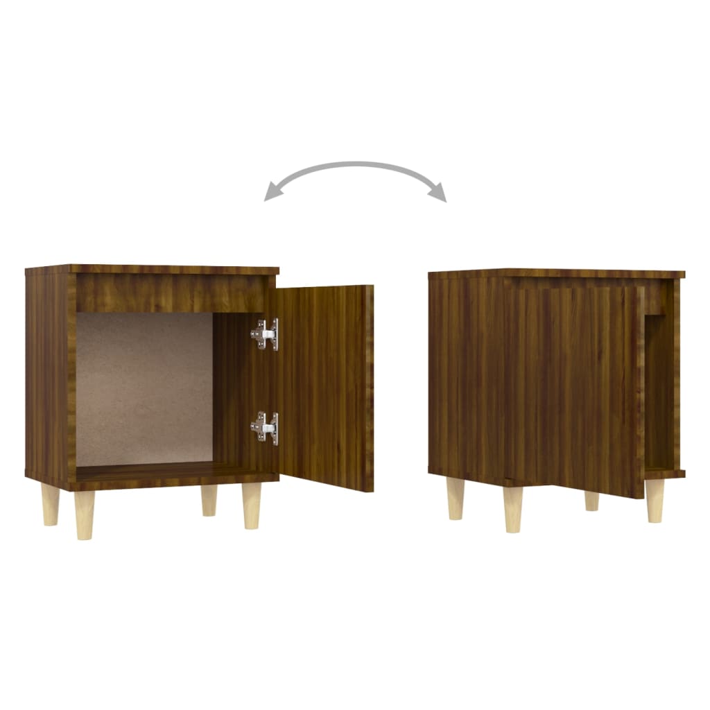 Tables de chevet 2 pcs avec pieds en bois 40x30x50 cm