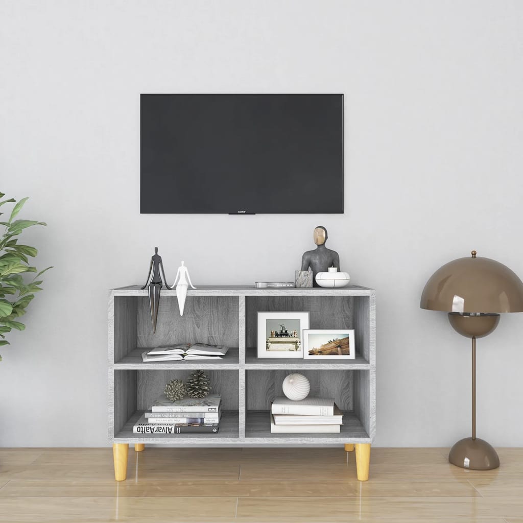 Tv-meubel met houten poten 69,5x30x50 cm sonoma eikenkleurig