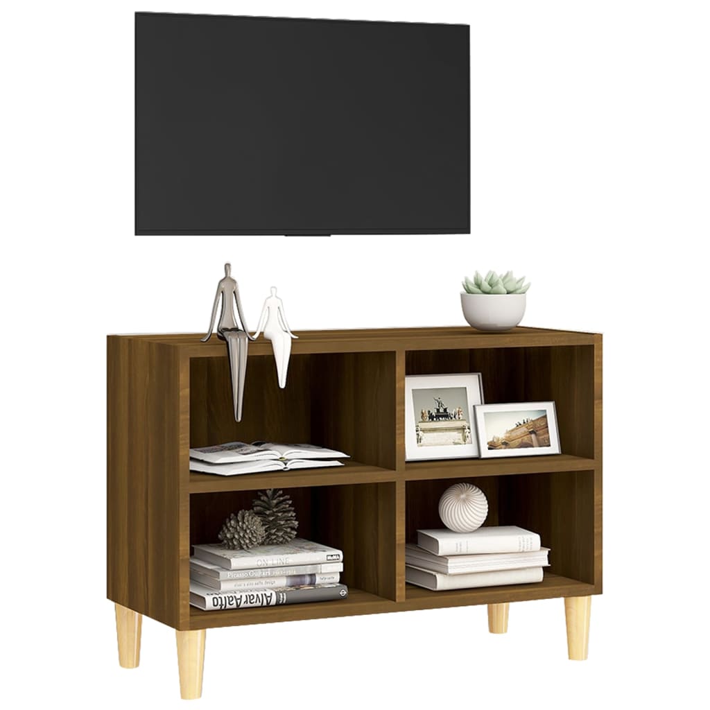 Meuble TV avec pieds en bois 69,5x30x50 cm couleur chêne