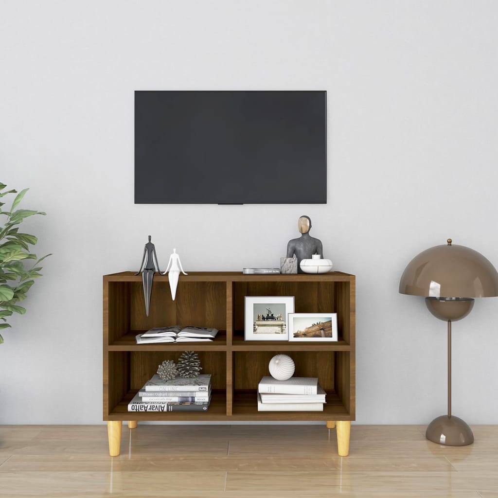 Meuble TV avec pieds en bois 69,5x30x50 cm couleur chêne