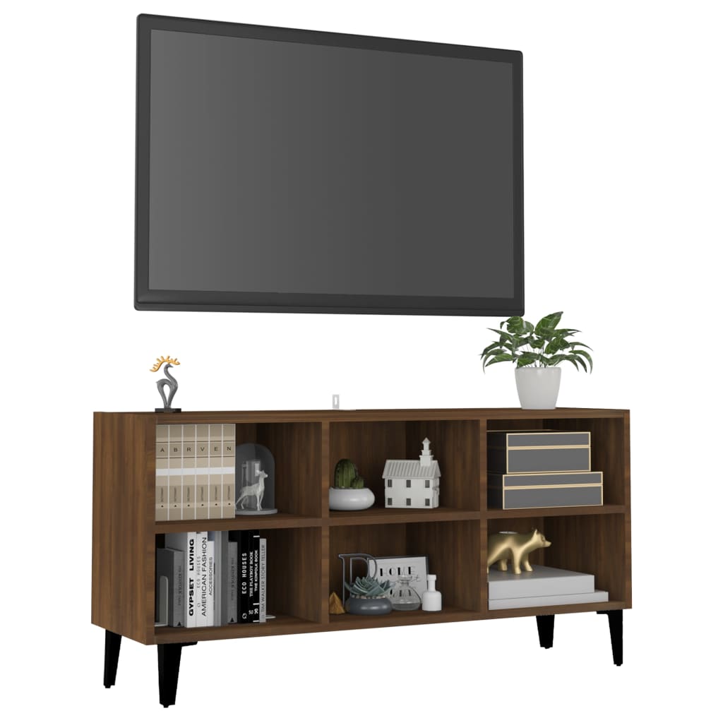 Tv-meubel met metalen poten 103,5x30x50 cm betongrijs