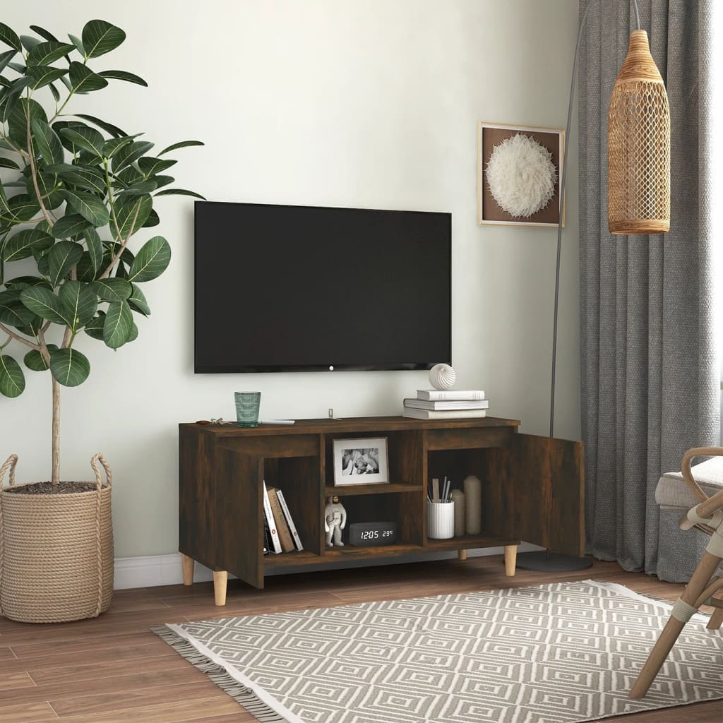 Tv-meubel met houten poten 103,5x35x50 cm eikenkleurig