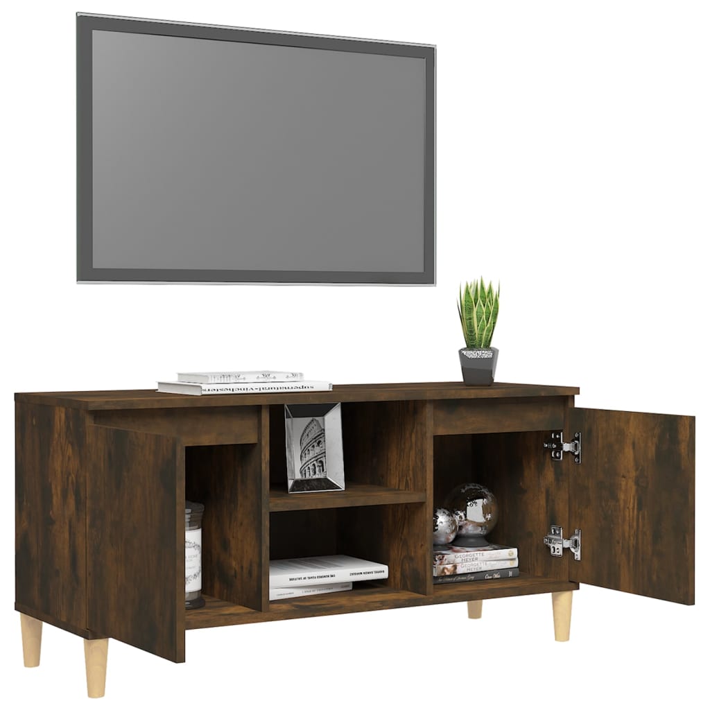 Tv-meubel met massief houten poten 103,5x35x50 cm