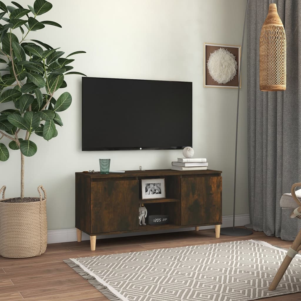 Tv-meubel met houten poten 103,5x35x50 cm eikenkleurig