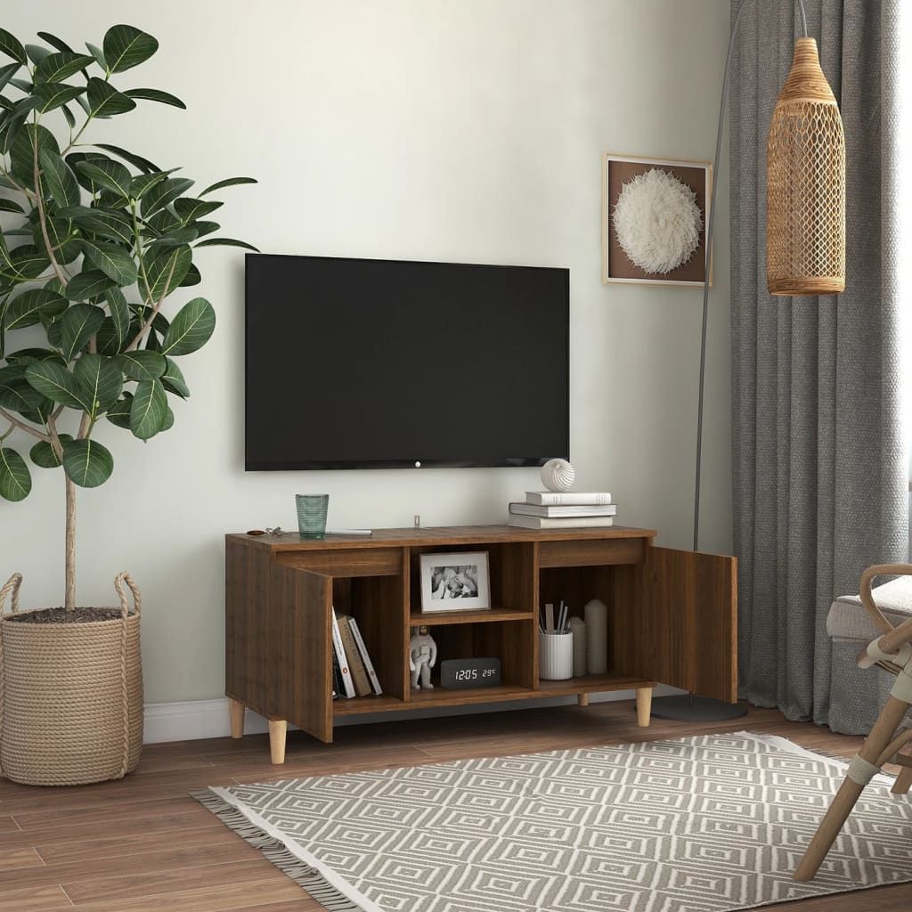 Tv-meubel met massief houten poten 103,5x35x50 cm