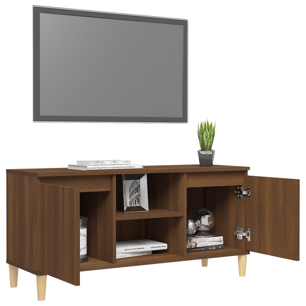 Tv-meubel met massief houten poten 103,5x35x50 cm