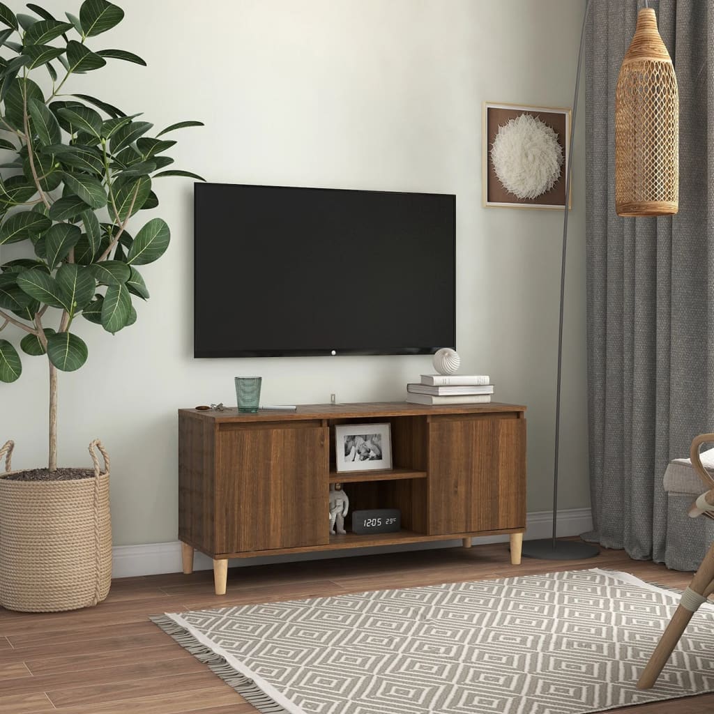 Tv-meubel met houten poten 103,5x35x50 cm eikenkleurig