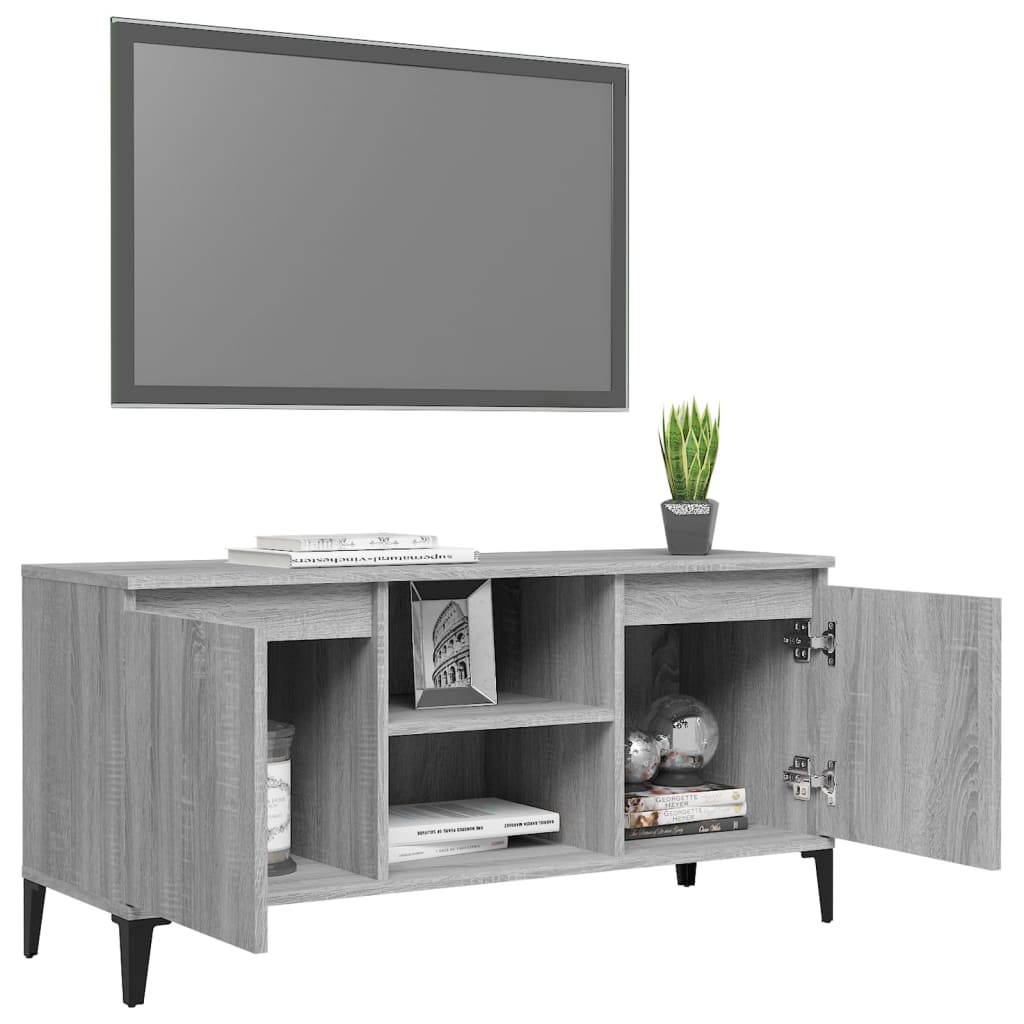 Tv-meubel met metalen poten 103,5x35x50 cm eikenkleurig