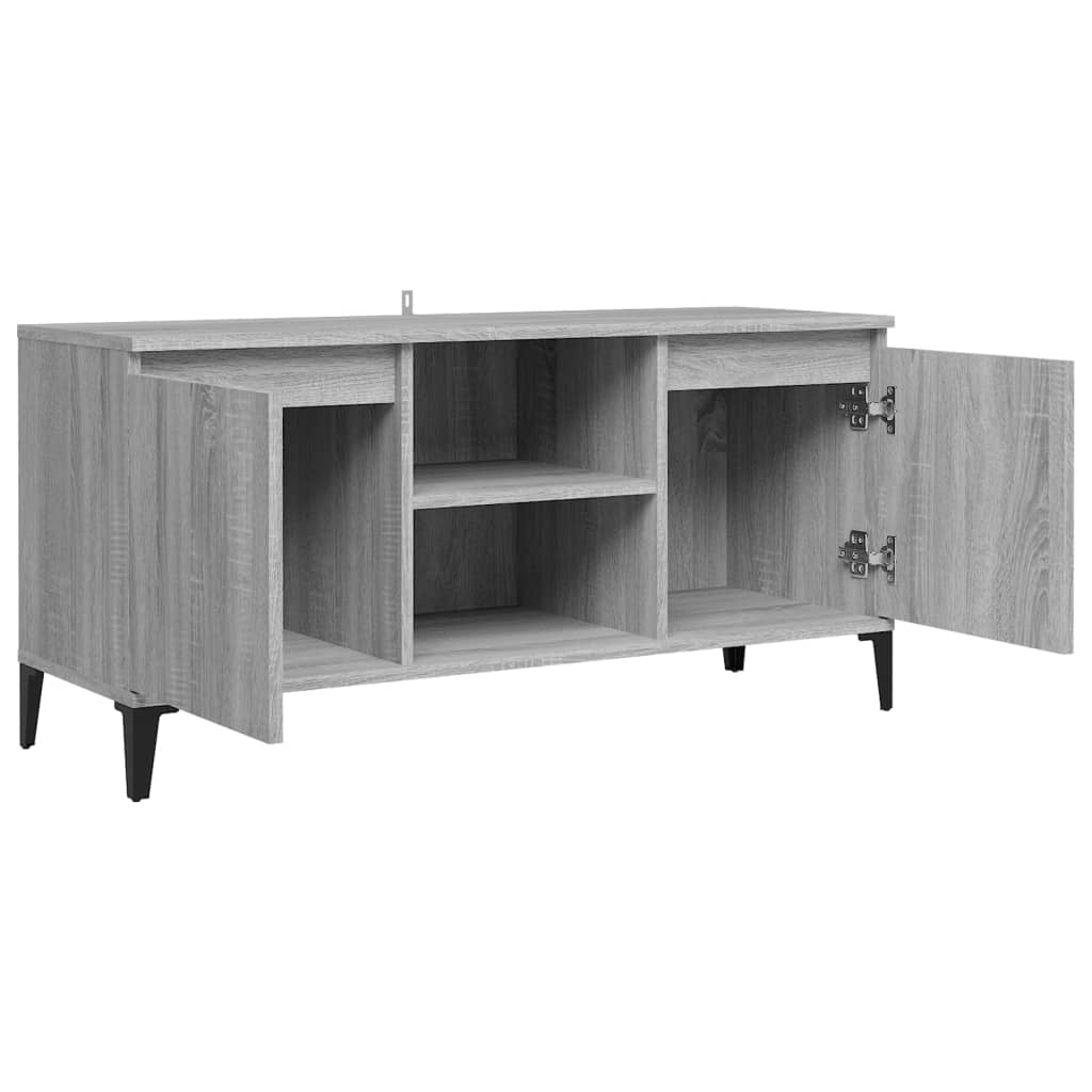 Tv-meubel met metalen poten 103,5x35x50 cm eikenkleurig