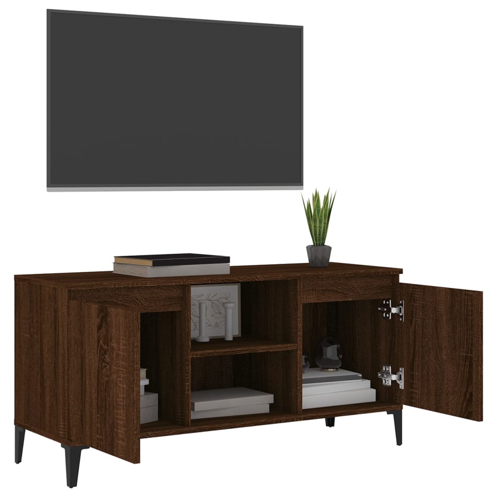 Tv-meubel met metalen poten 103,5x35x50 cm eikenkleurig