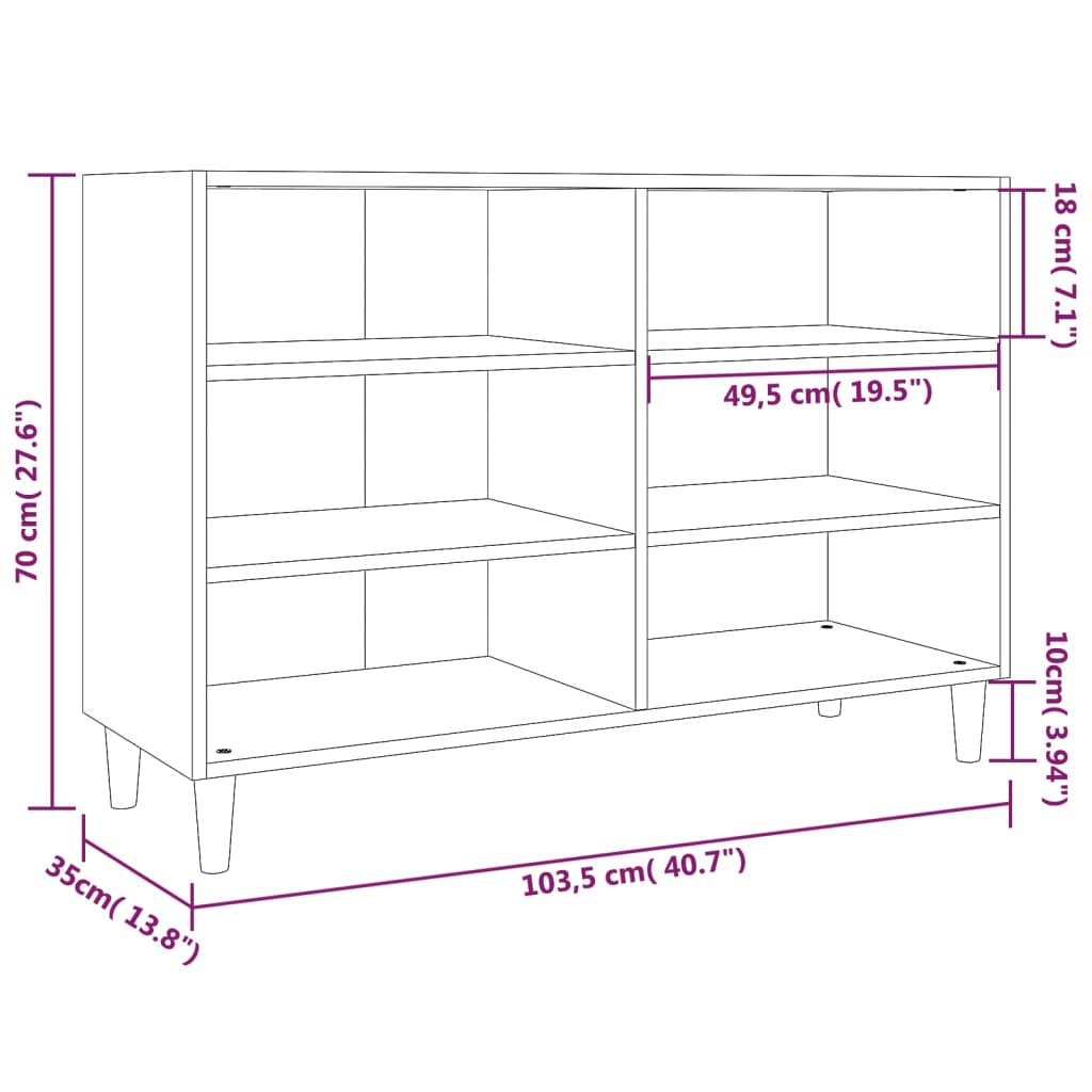 Buffet 103,5x35x70 cm en bois travaillé