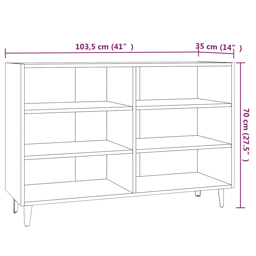 Buffet 103,5x35x70 cm en bois travaillé