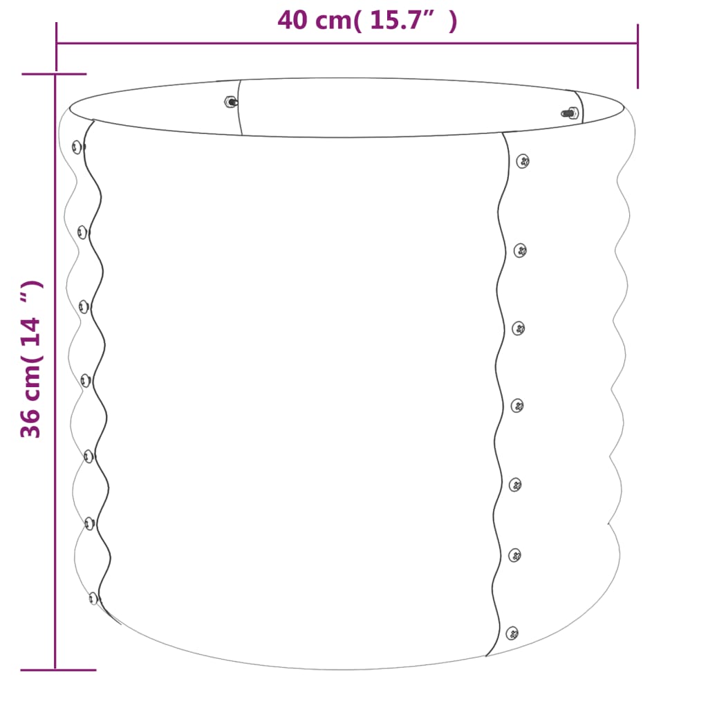 Plantenbak 40x40x36 cm gepoedercoat staal