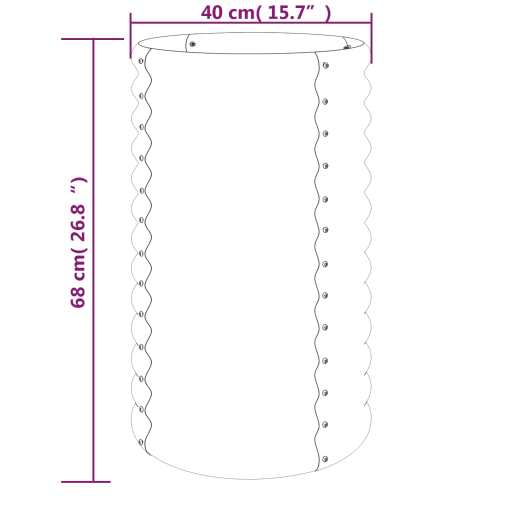 Plantenbak 40x40x68 cm gepoedercoat staal