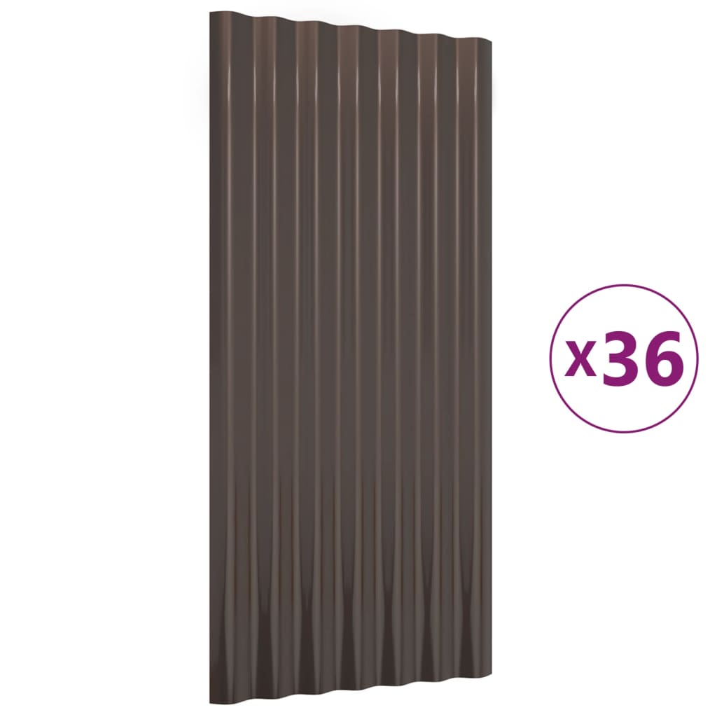 Panneaux de toit 36 ​​pcs 80x36 cm en acier thermolaqué