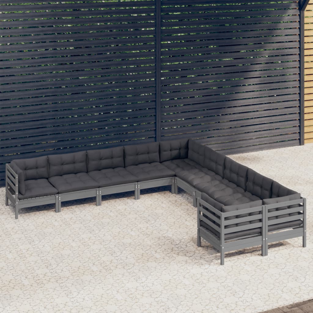 10-delige Loungeset met kussens grenenhout