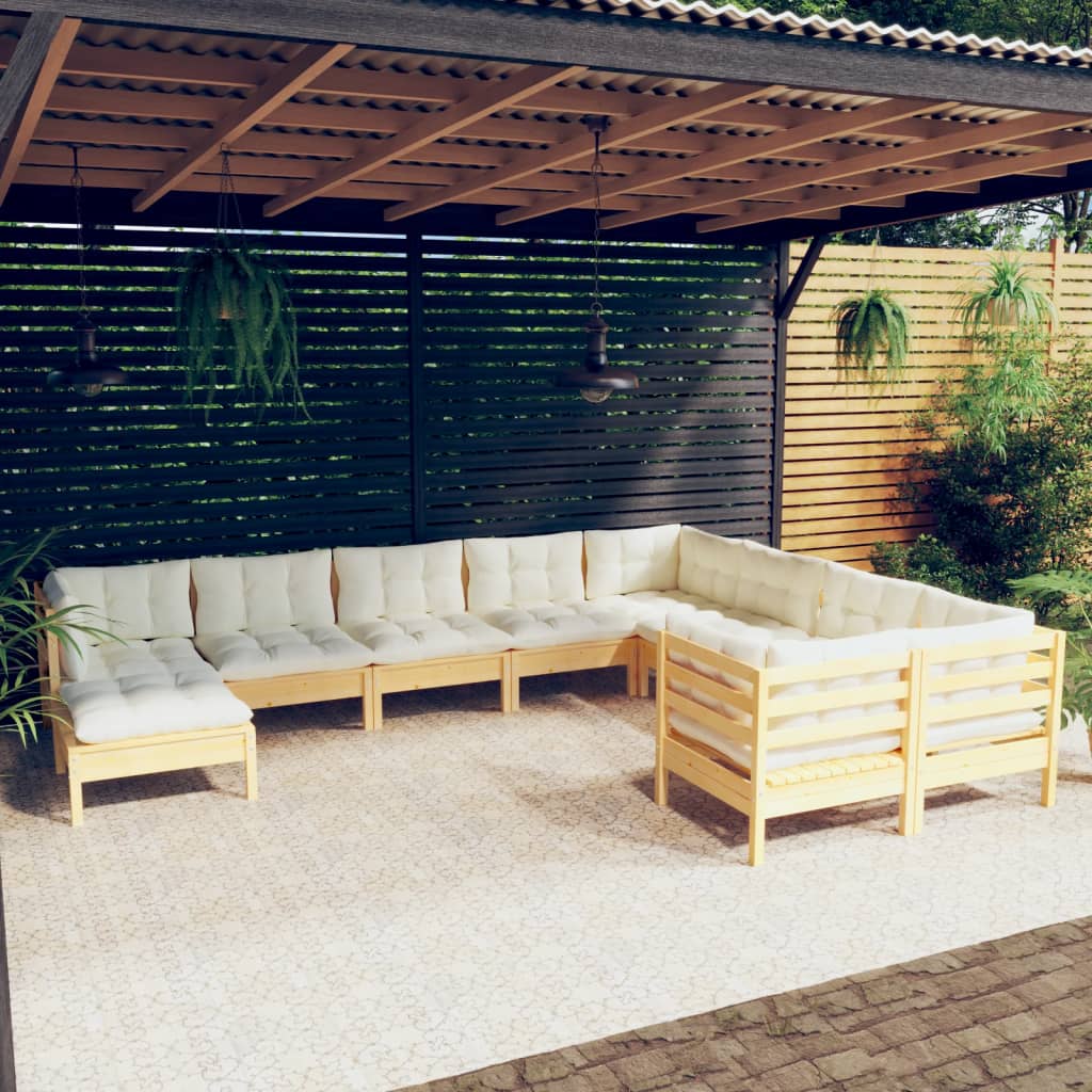 10-delige Loungeset met kussens grenenhout