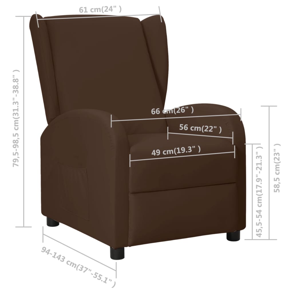 Fauteuil réglable en simili cuir marron