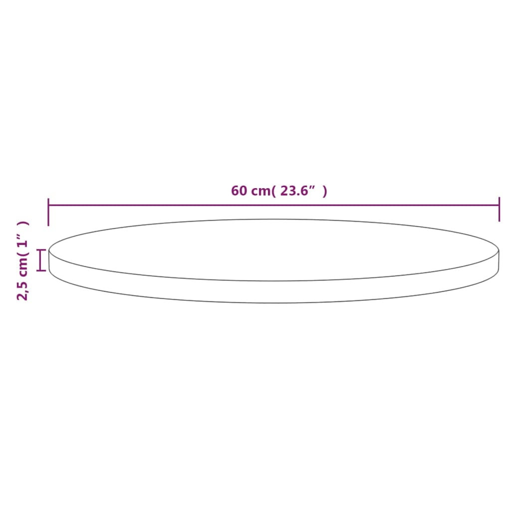 Plateau de table Ø90x2,5 cm en bois de pin massif