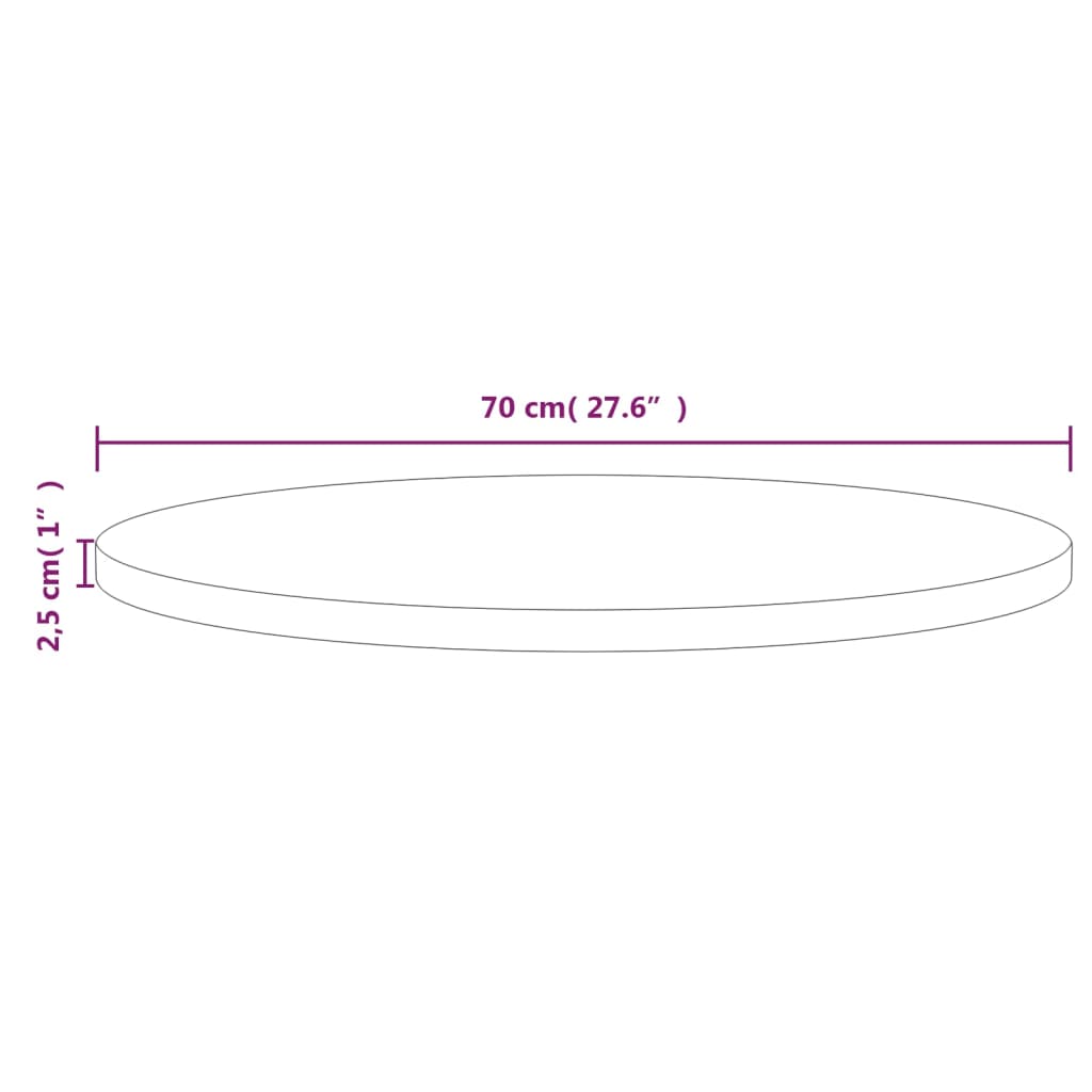 Plateau de table Ø90x2,5 cm en bois de pin massif